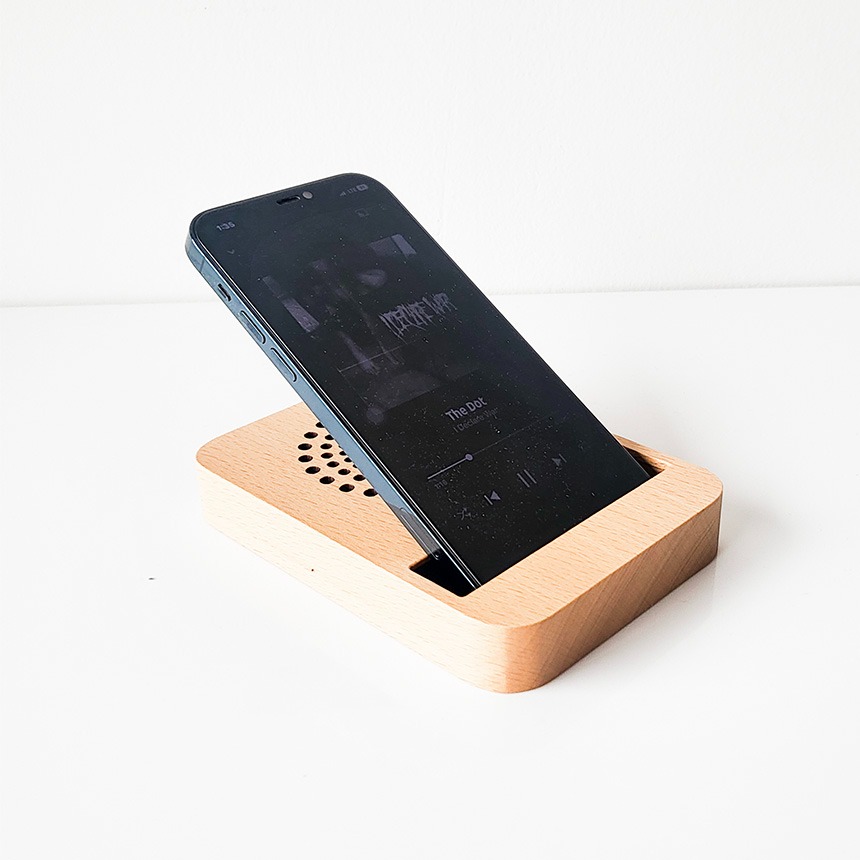Sound wood + _ 사운드 우드 플러스 폰 스피커 핸드폰 거치대 확성 감성 캠핑 나무 스피커